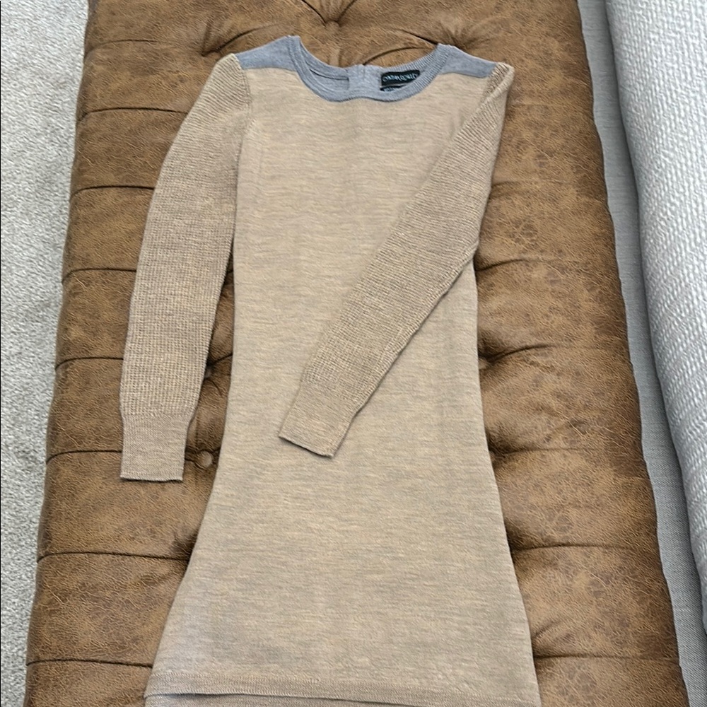 Ann Taylor Beige and Gray Sweater Dress